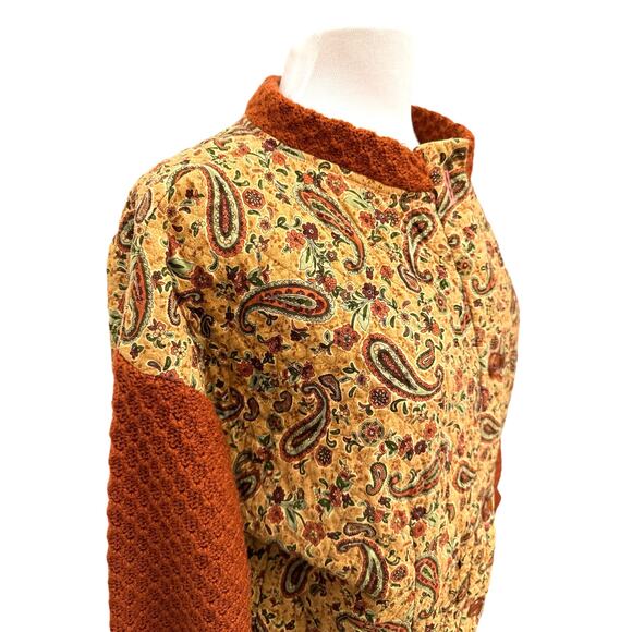 Vintage Handmade quilted bomber jacket Paisley patchwork lining large cottage - Picture 6 of 9